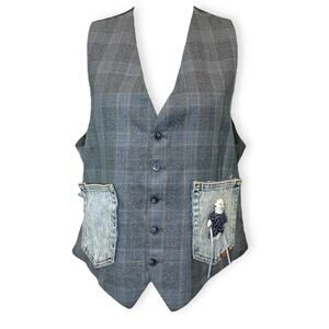 Vintage 80’s Jordache Collectible Puppet Doll Acid Wash Vest Sz XL